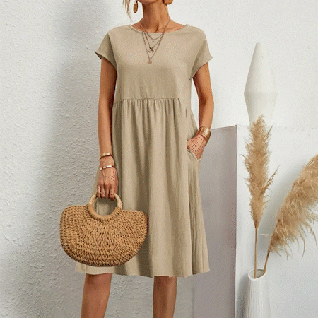 Addison | Women’s Short Sleeve Midi Dress with Side Pockets