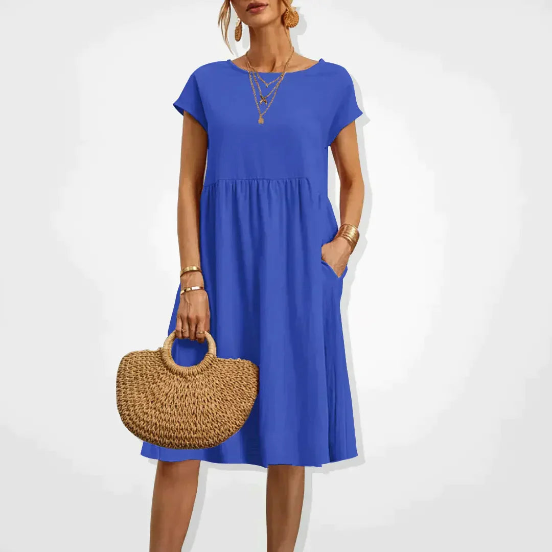 Addison | Women’s Short Sleeve Midi Dress with Side Pockets