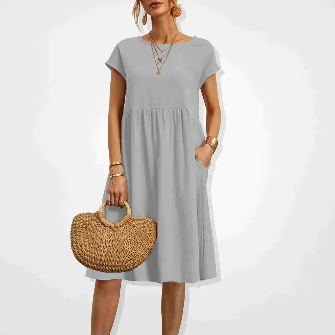 Addison | Women’s Short Sleeve Midi Dress with Side Pockets