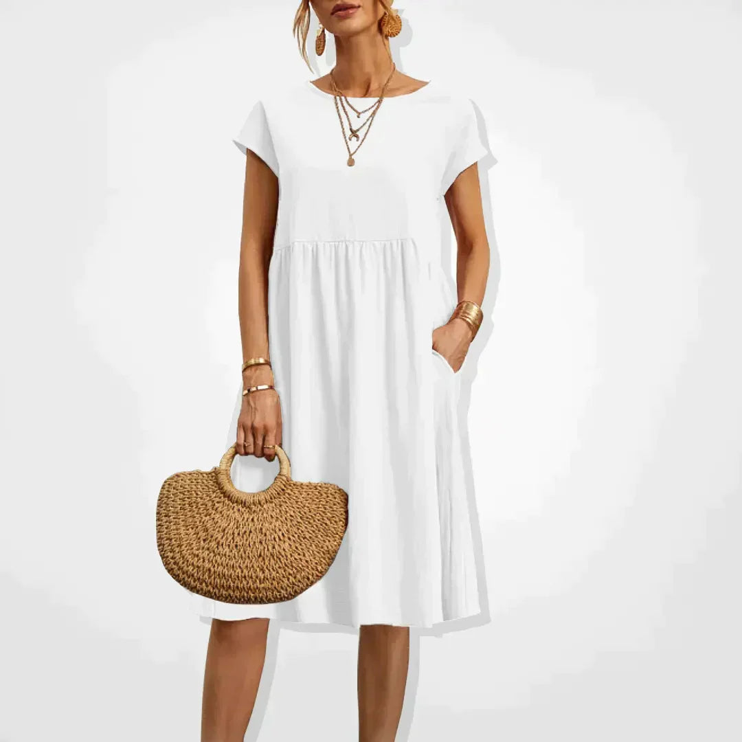 Addison | Women’s Short Sleeve Midi Dress with Side Pockets