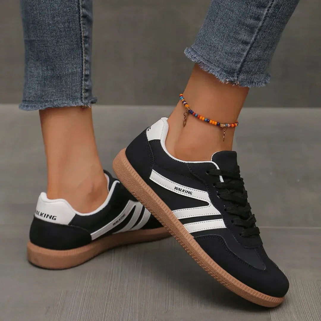 Zoe | Women’s Lace-Up Trainers with Contrast Stripes