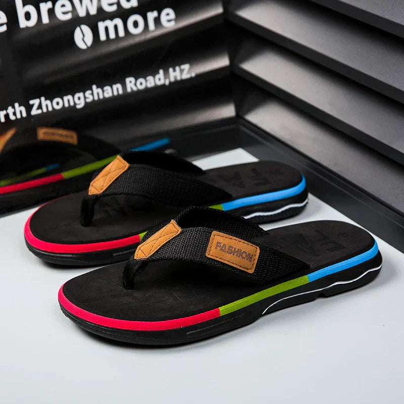 Leo | Men’s Multicoloured Flip-Flops with Contrast Sole