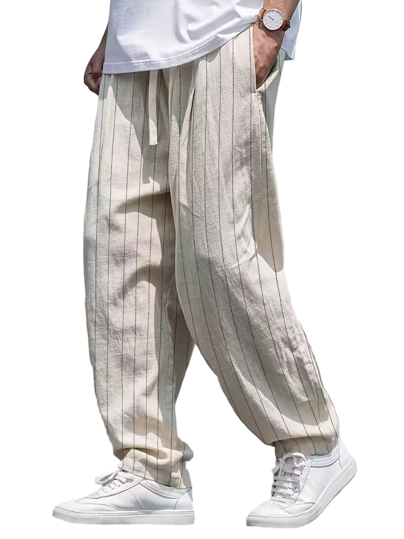 Men’s Striped Pants with Drawstrings