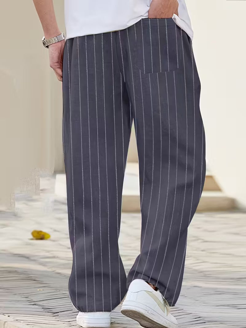 Men’s Striped Pants with Drawstrings
