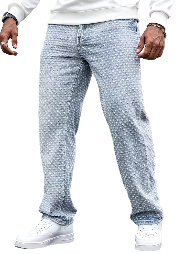Men’s Textured Straight-Cut Jeans