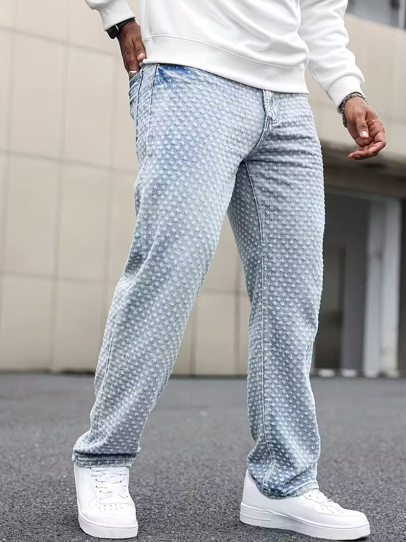 Men’s Textured Straight-Cut Jeans