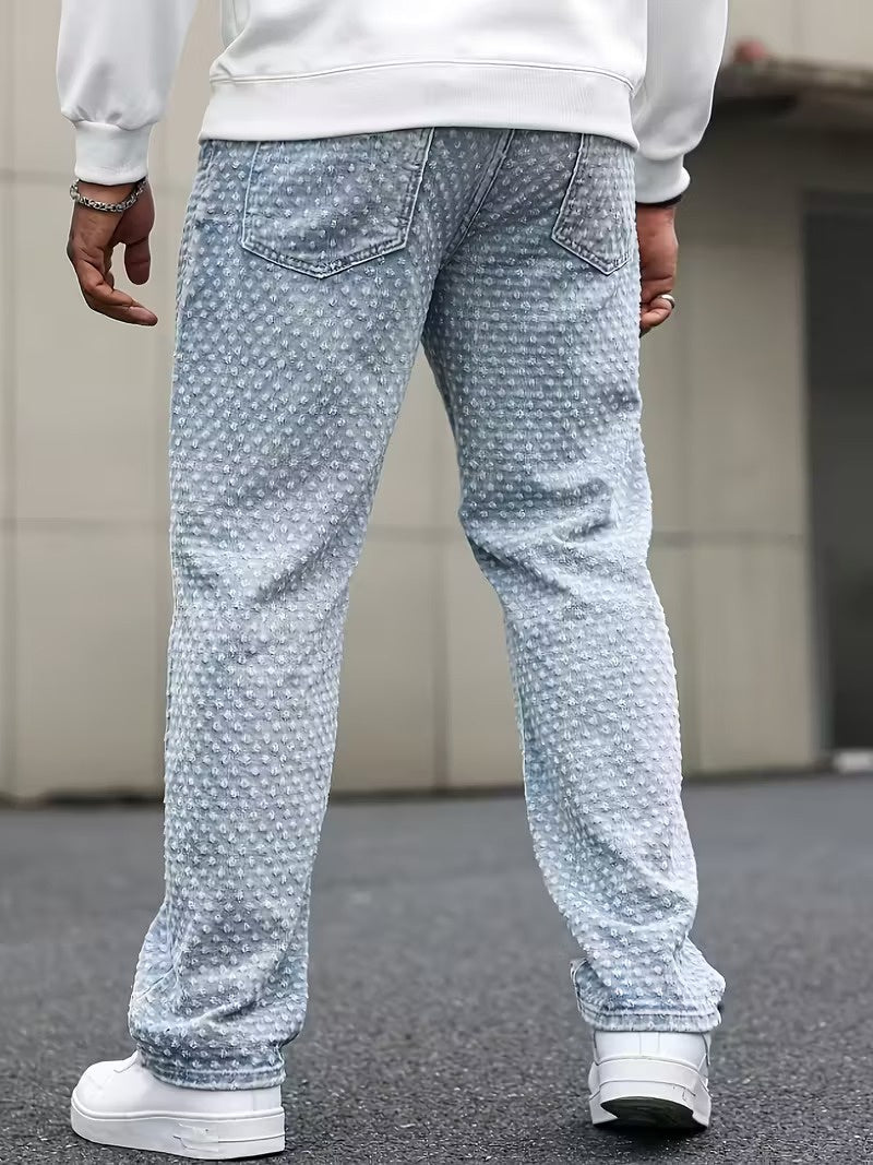 Men’s Textured Straight-Cut Jeans