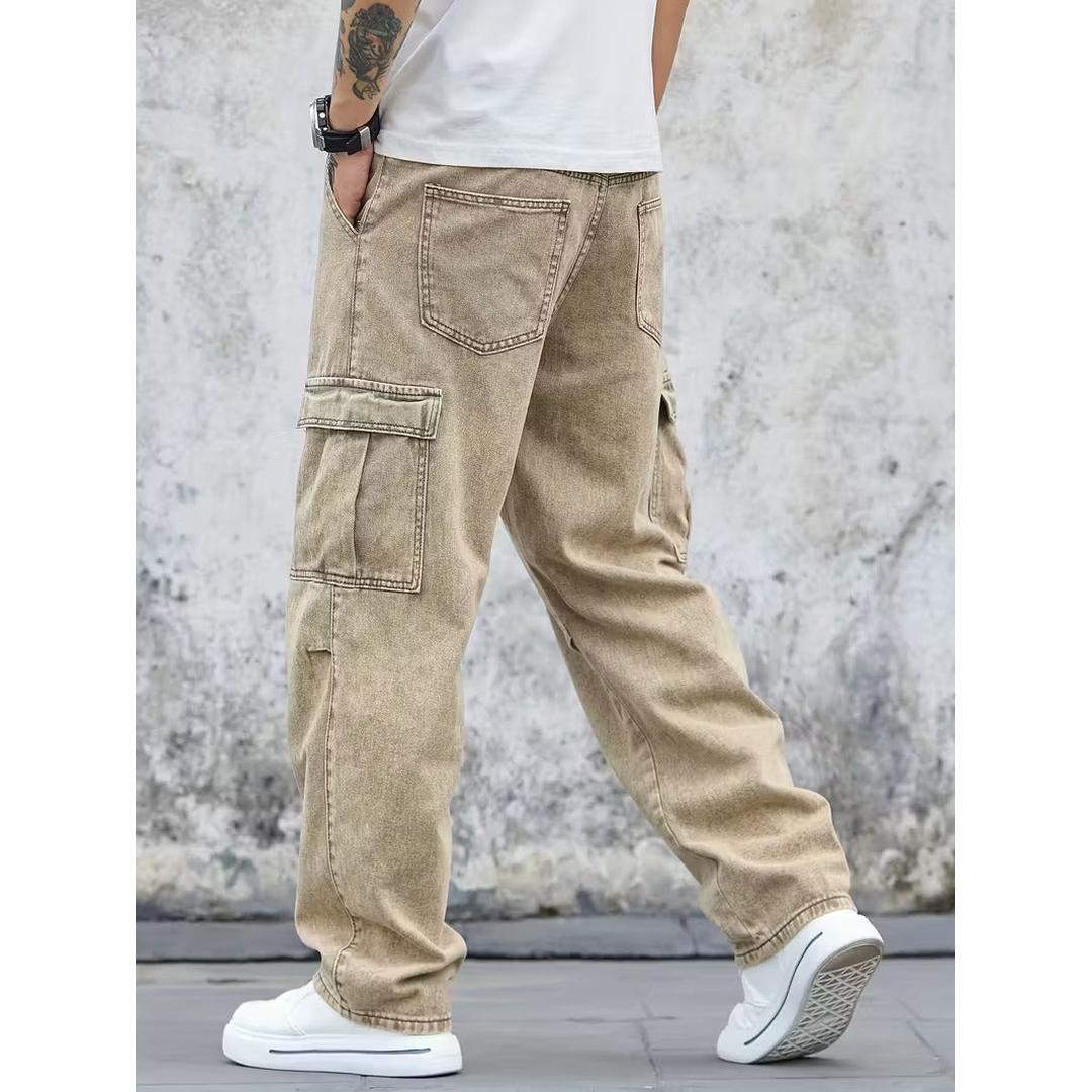 Men’s Cargo Jeans with Full Length Straight Shape