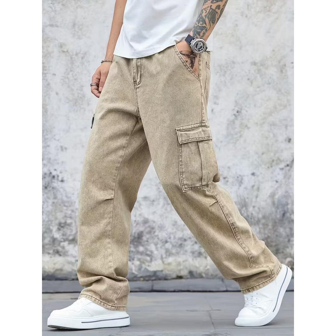 Men’s Cargo Jeans with Full Length Straight Shape