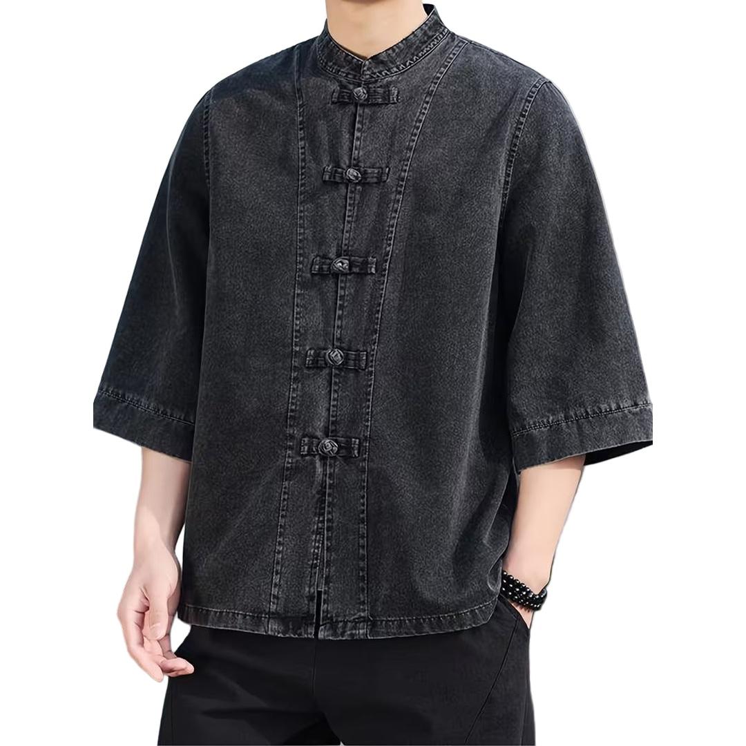 Men’s Casual Open Front Shirt with Toggle Closure