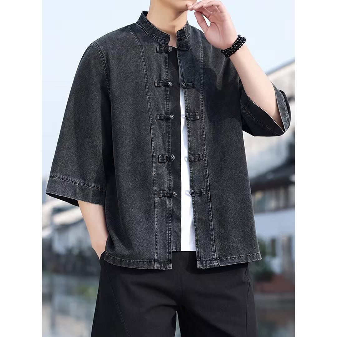 Men’s Casual Open Front Shirt with Toggle Closure