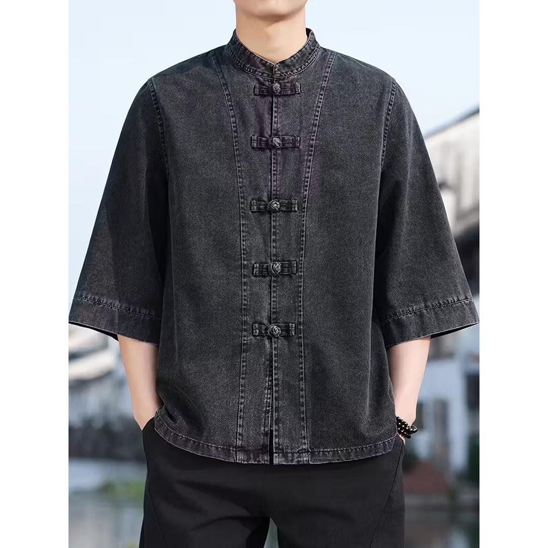 Men’s Casual Open Front Shirt with Toggle Closure