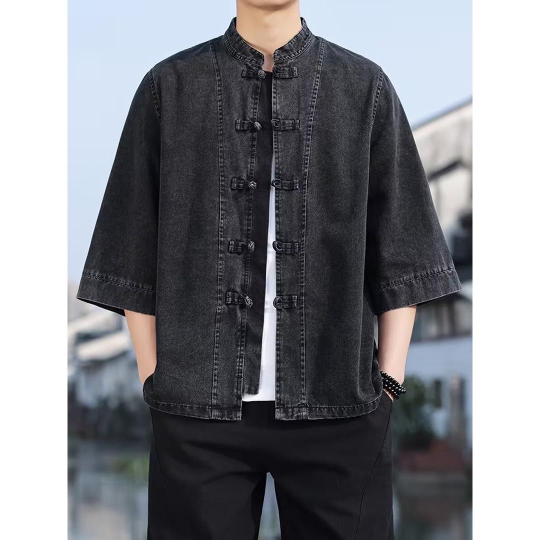 Men’s Casual Open Front Shirt with Toggle Closure