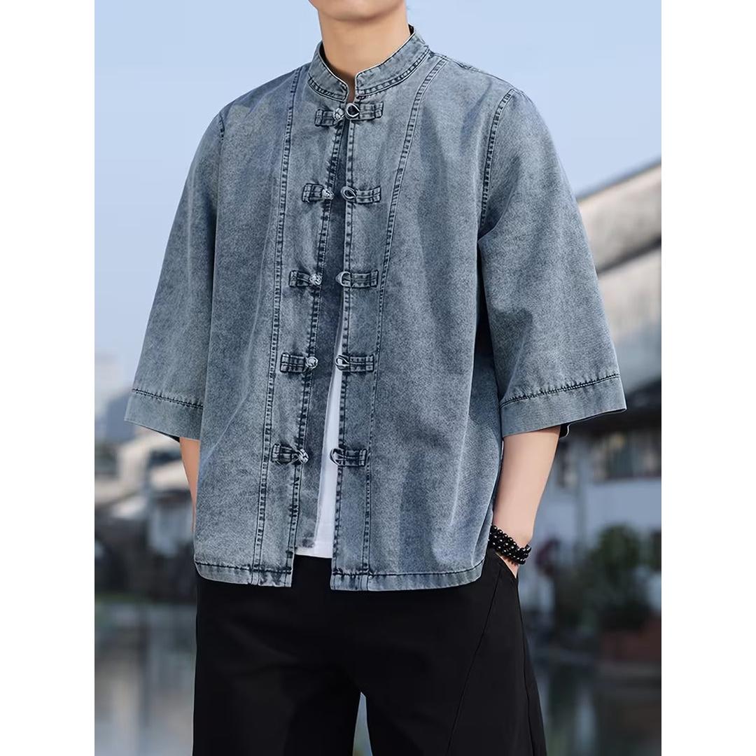 Men’s Casual Open Front Shirt with Toggle Closure