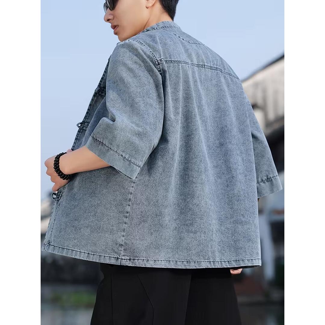 Men’s Casual Open Front Shirt with Toggle Closure