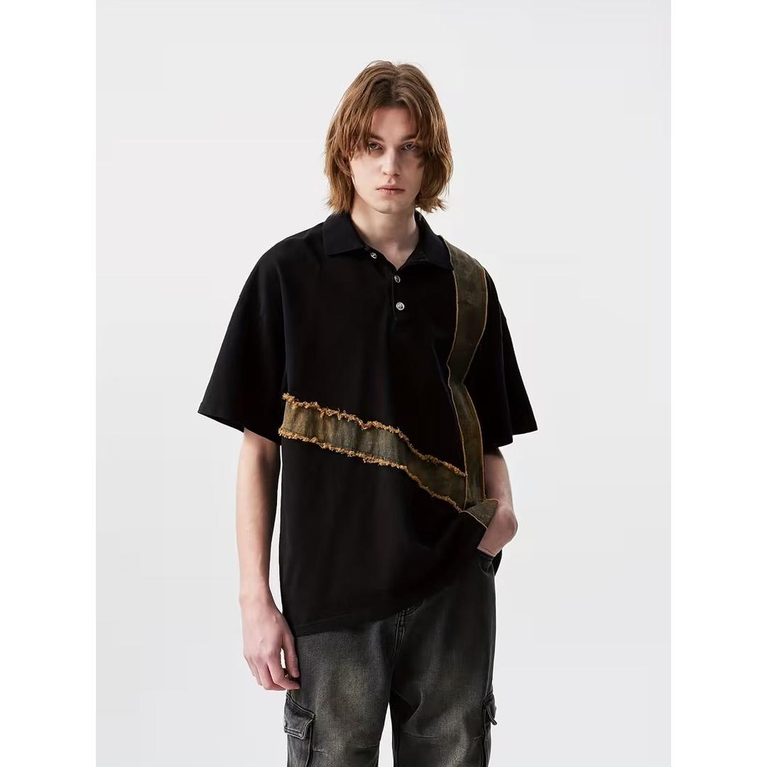 Men’s Casual Short Sleeve Shirt with Contrast Panels
