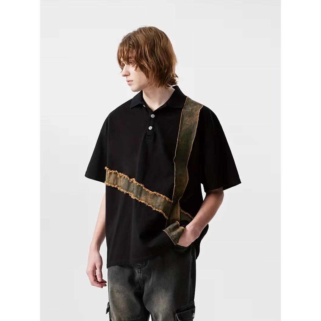 Men’s Casual Short Sleeve Shirt with Contrast Panels