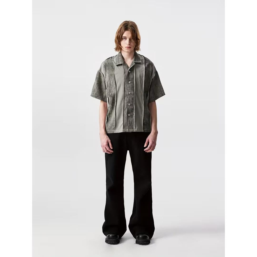 Men’s Casual Short Sleeve Shirt with Panelled Design