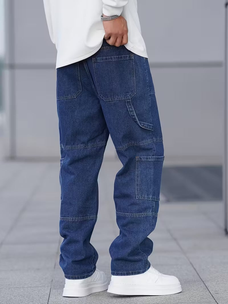 Men’s Full Length Cargo Jeans with Multi Panel Design