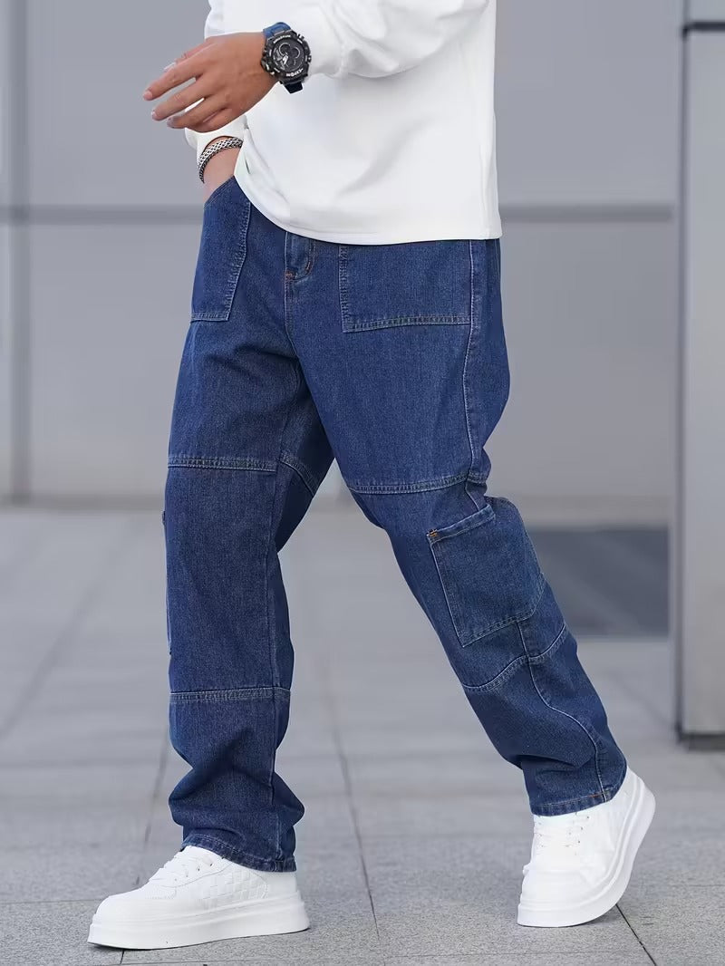 Men’s Full Length Cargo Jeans with Multi Panel Design