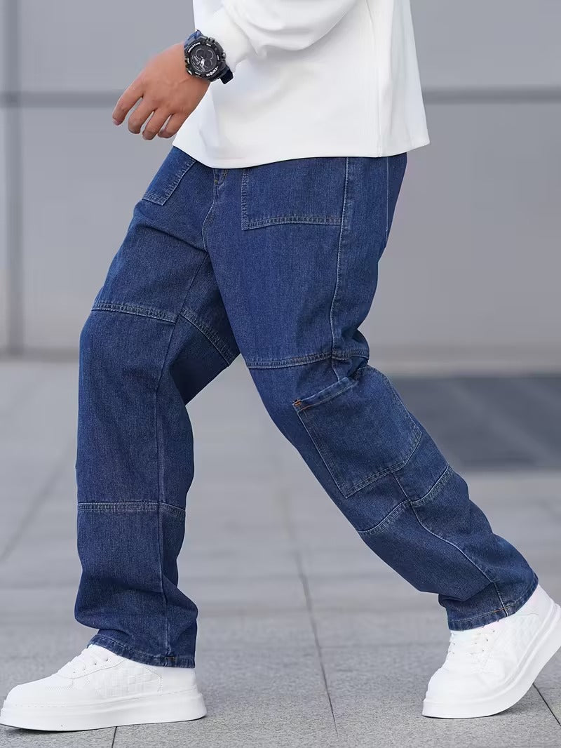 Men’s Full Length Cargo Jeans with Multi Panel Design