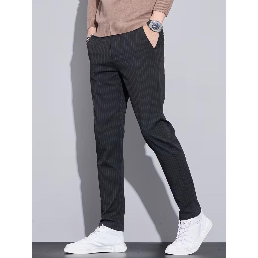 Men’s Full Length Pants with Vertical Pinstripe Pattern