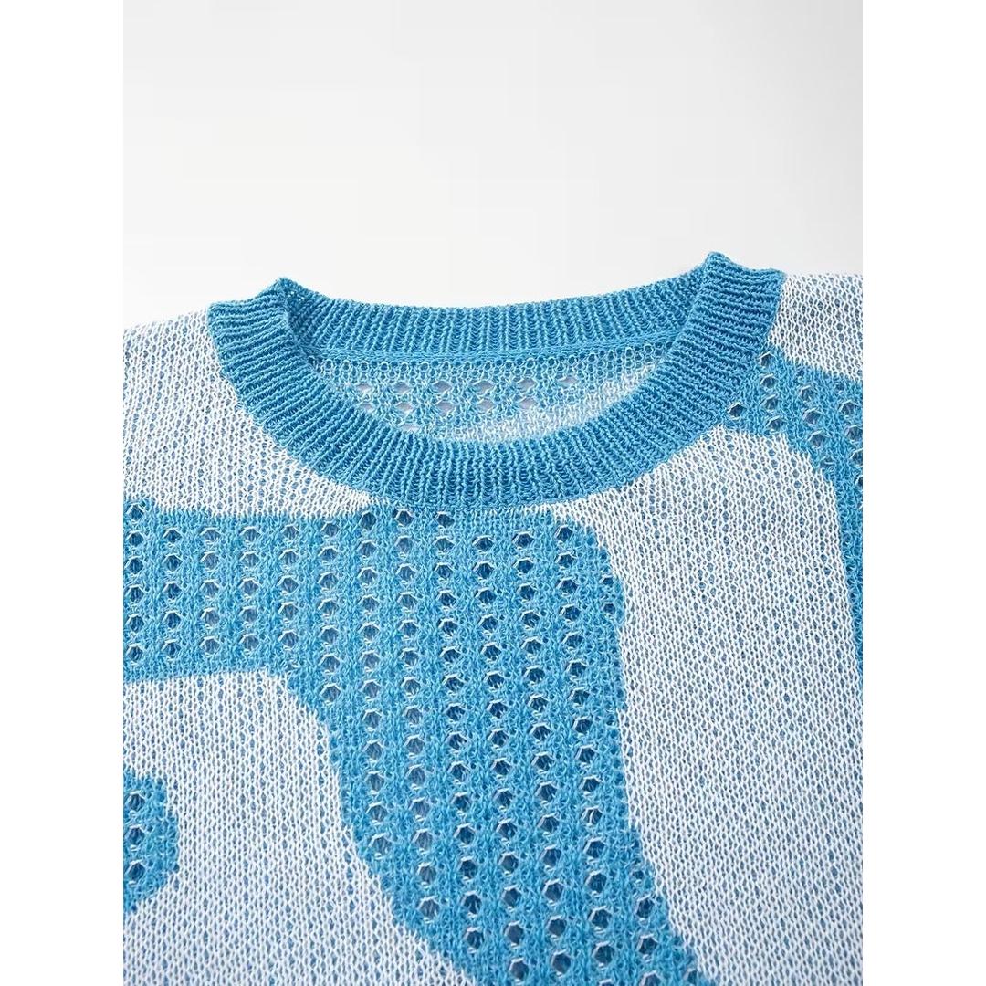 Men’s Short Sleeve Knit Shirt with Patterned Design