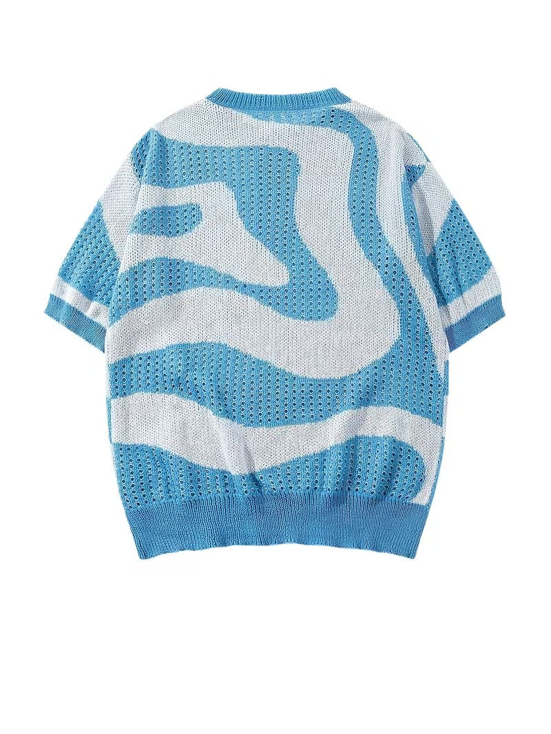 Men’s Short Sleeve Knit Shirt with Patterned Design