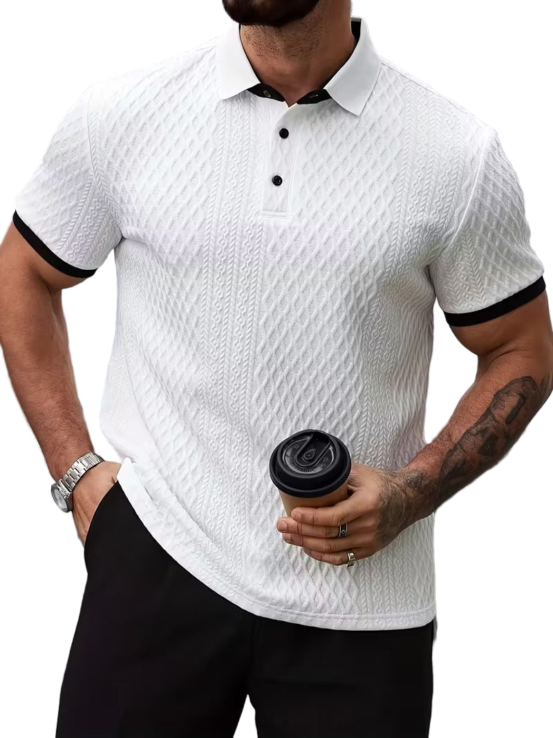 Men’s Short Sleeve Polo Shirt with Textured Surface