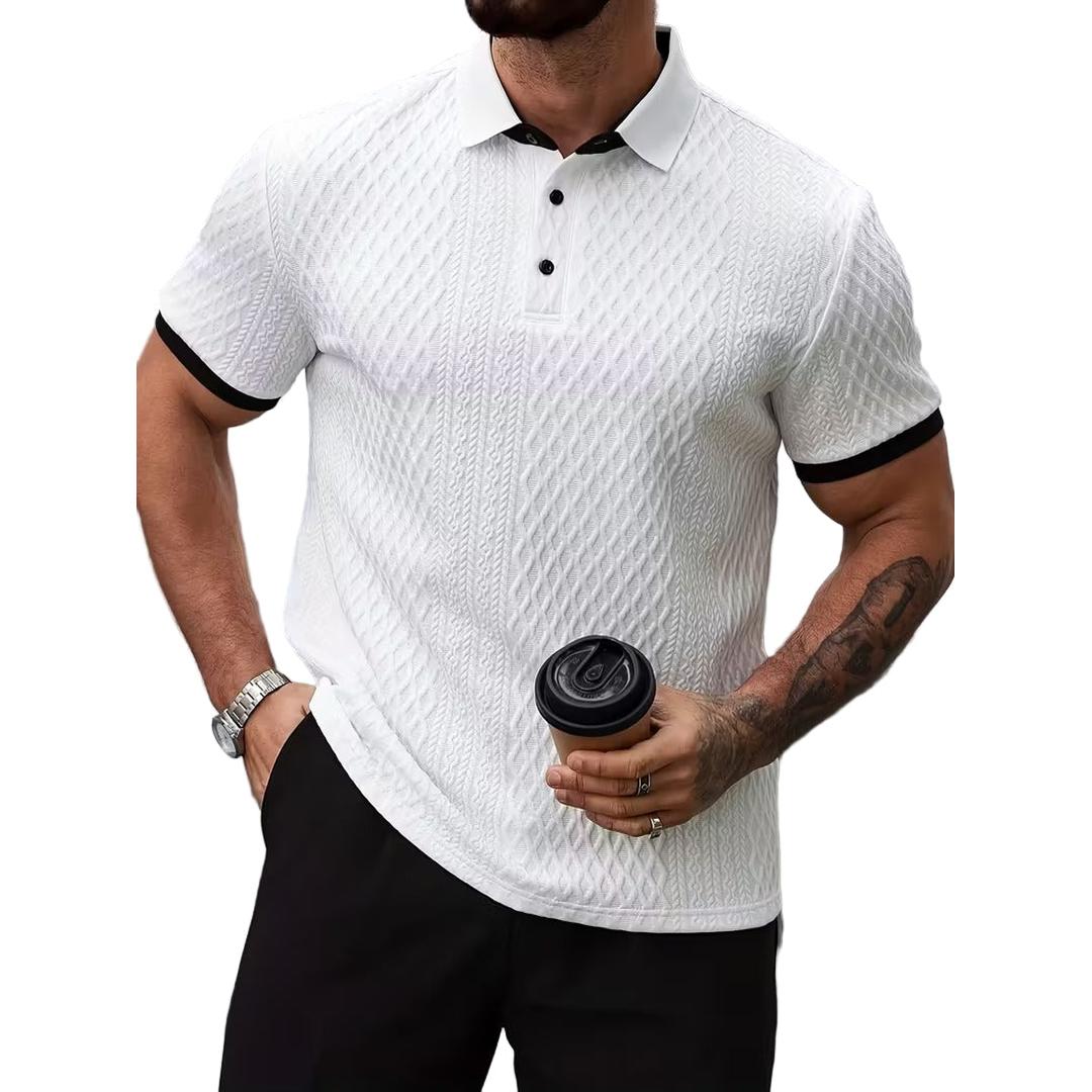 Men’s Short Sleeve Polo Shirt with Textured Surface