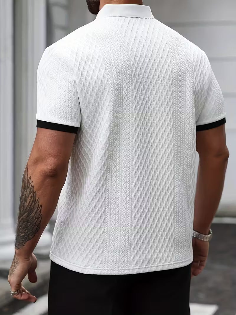 Men’s Short Sleeve Polo Shirt with Textured Surface