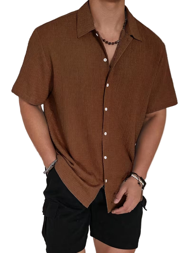 Men’s Short Sleeve Shirt with Textured Panels