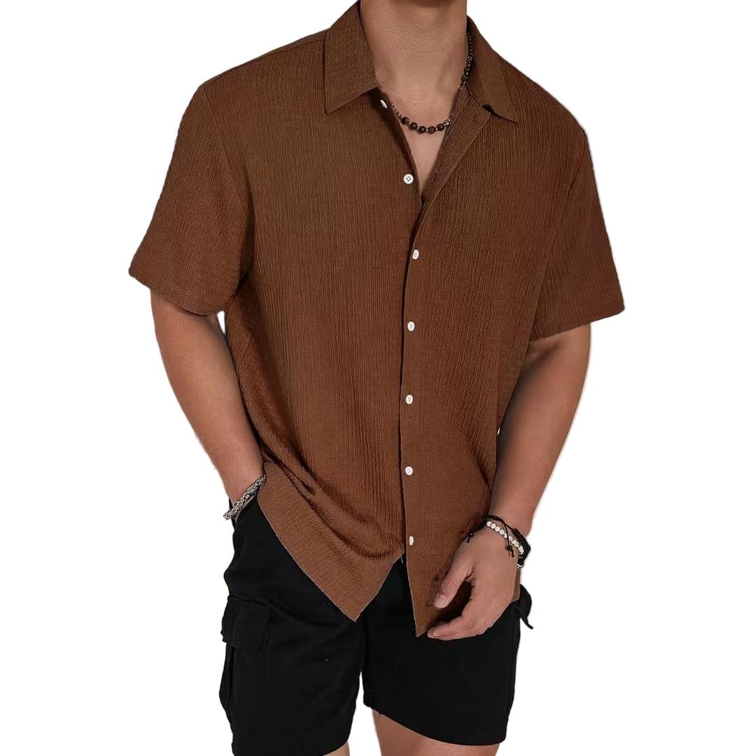 Men’s Short Sleeve Shirt with Textured Panels