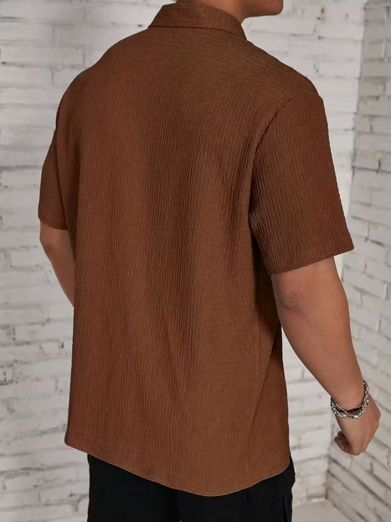 Men’s Short Sleeve Shirt with Textured Panels