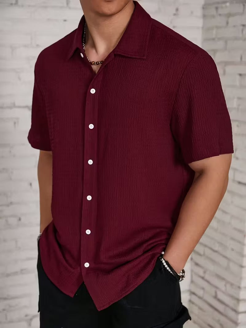 Men’s Short Sleeve Shirt with Textured Panels