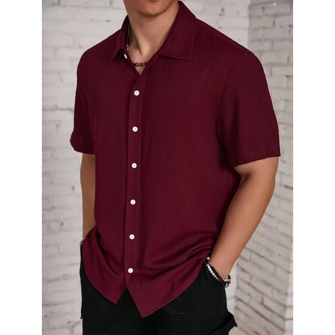 Men’s Short Sleeve Shirt with Textured Panels