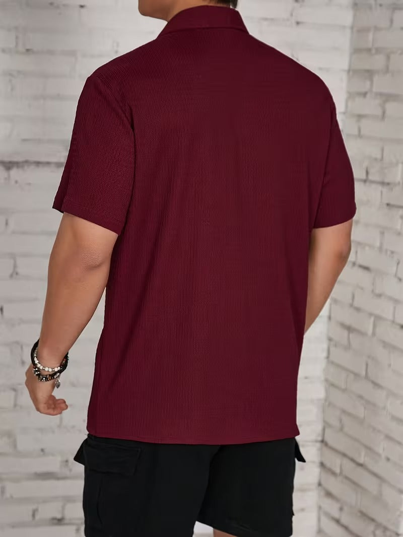 Men’s Short Sleeve Shirt with Textured Panels