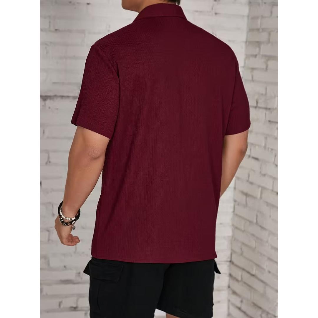Men’s Short Sleeve Shirt with Textured Panels