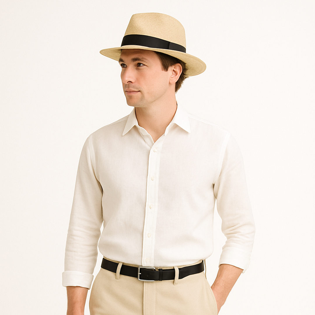 Solvero | Men’s Panama Hat with Ribbon Band