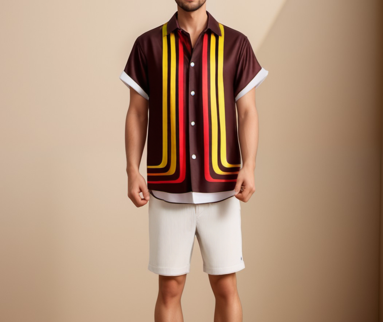 Ravello | Men’s Button-Up Shirt with Retro Stripe Design