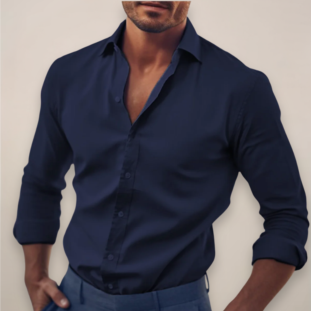 Veltrano | Men’s Long-Sleeve Button-Up Shirt in Solid Colour