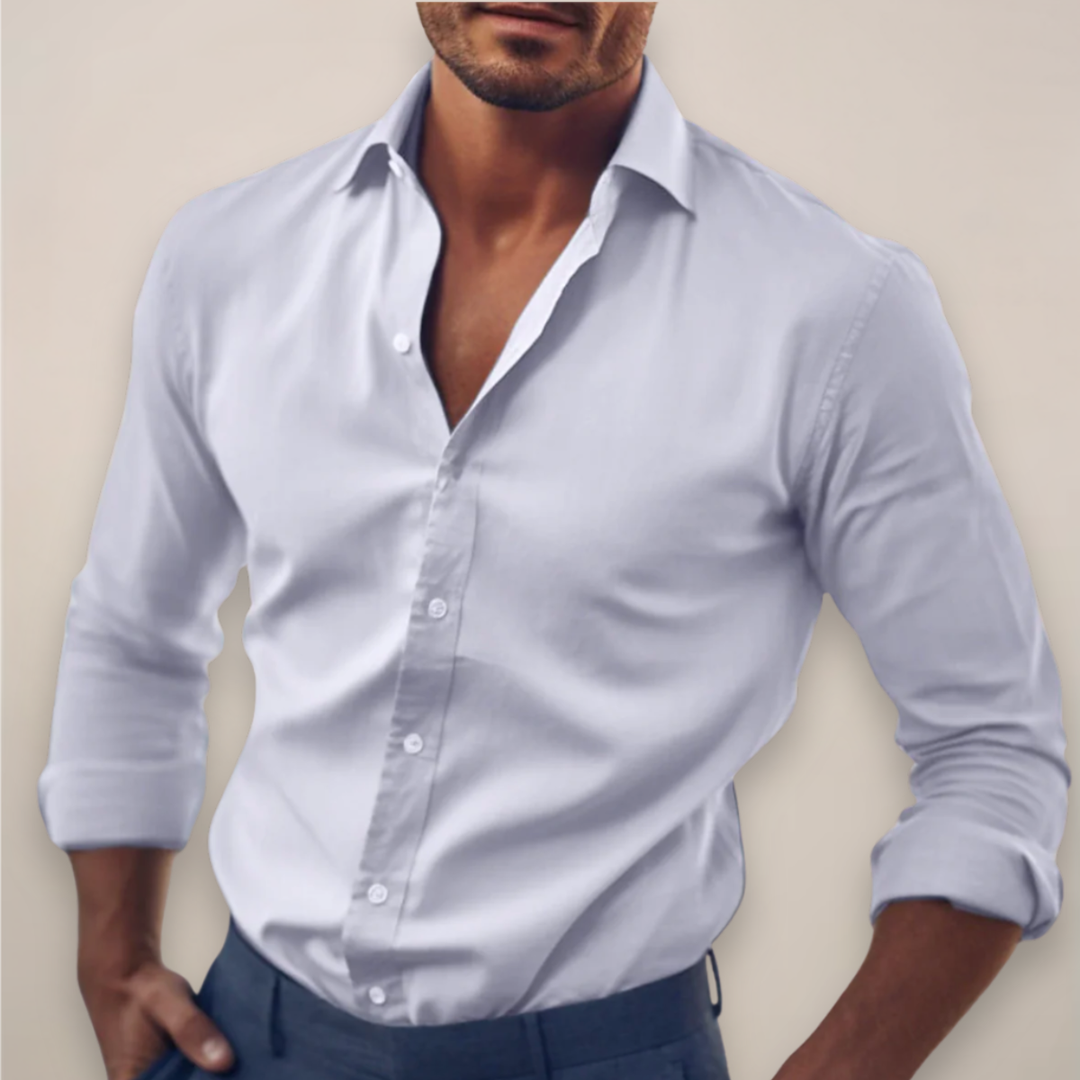 Veltrano | Men’s Long-Sleeve Button-Up Shirt in Solid Colour