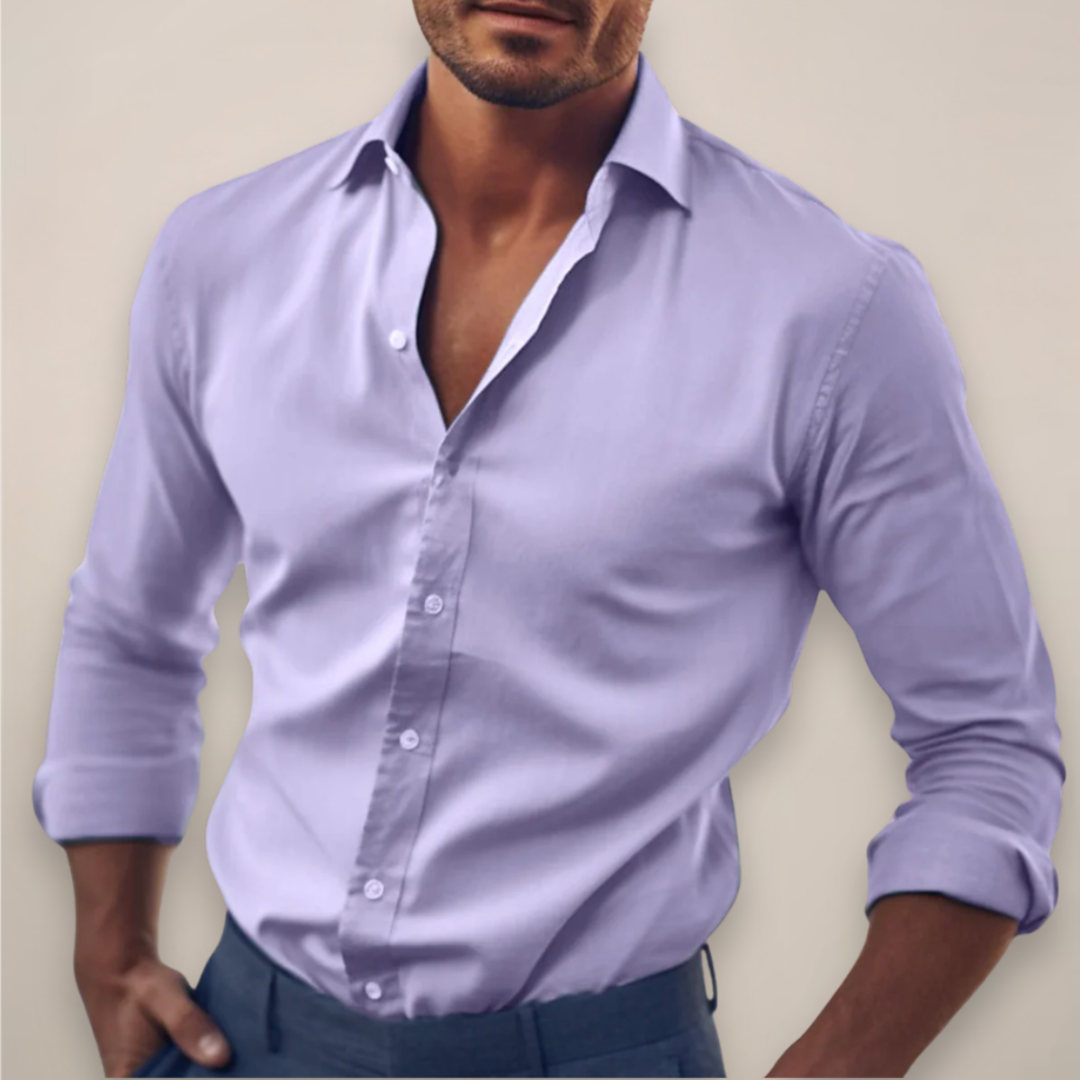Veltrano | Men’s Long-Sleeve Button-Up Shirt in Solid Colour