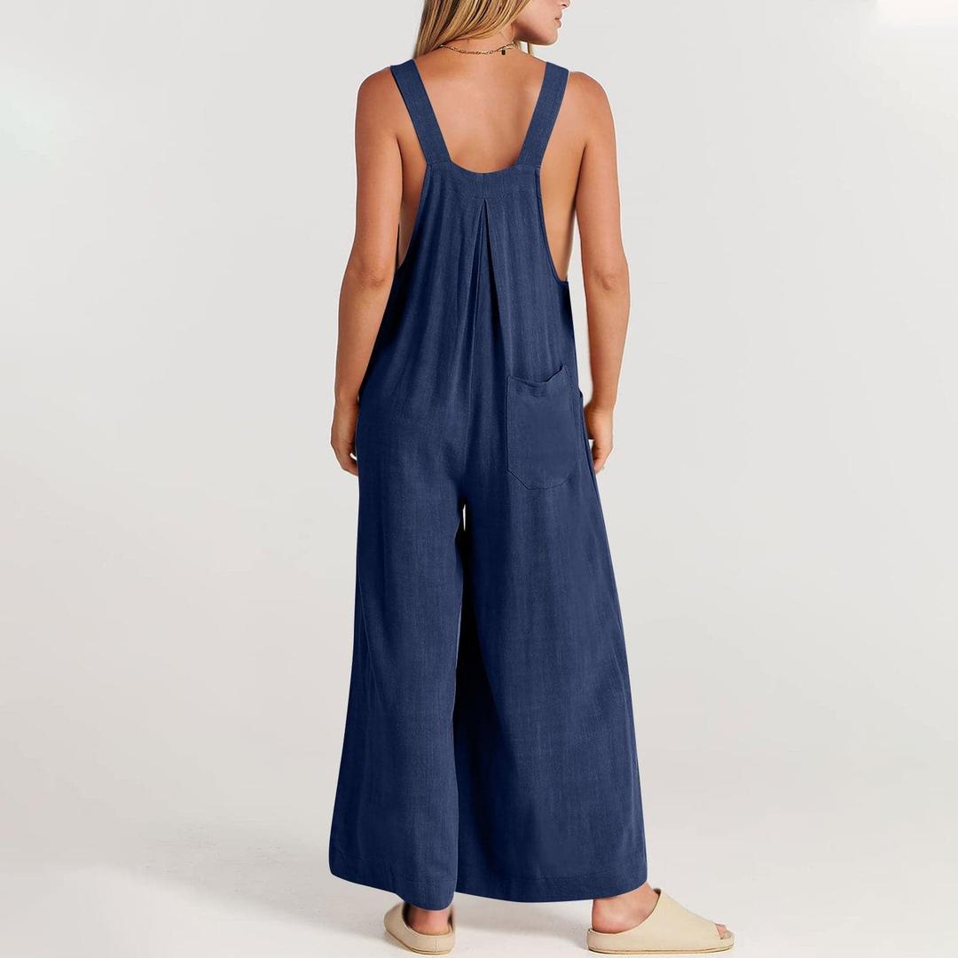 Solmira | Wide-Leg Jumpsuit with Adjustable Strap Buttons
