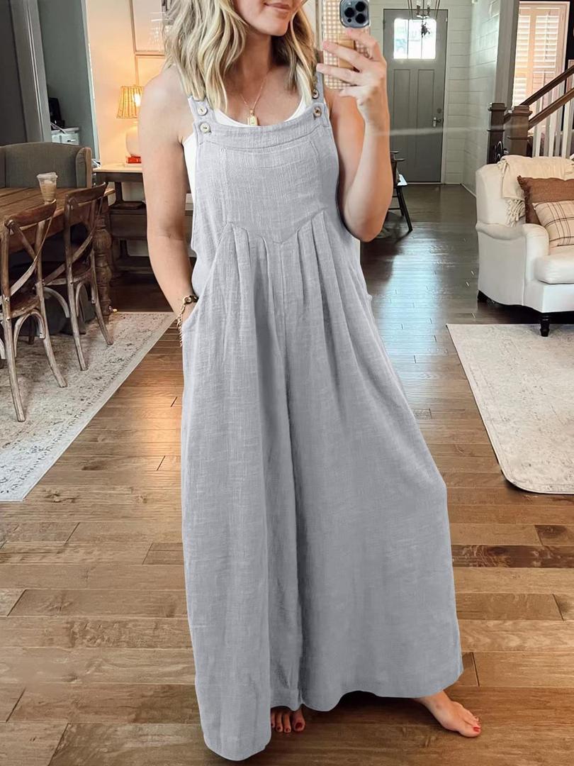 Solmira | Wide-Leg Jumpsuit with Adjustable Strap Buttons