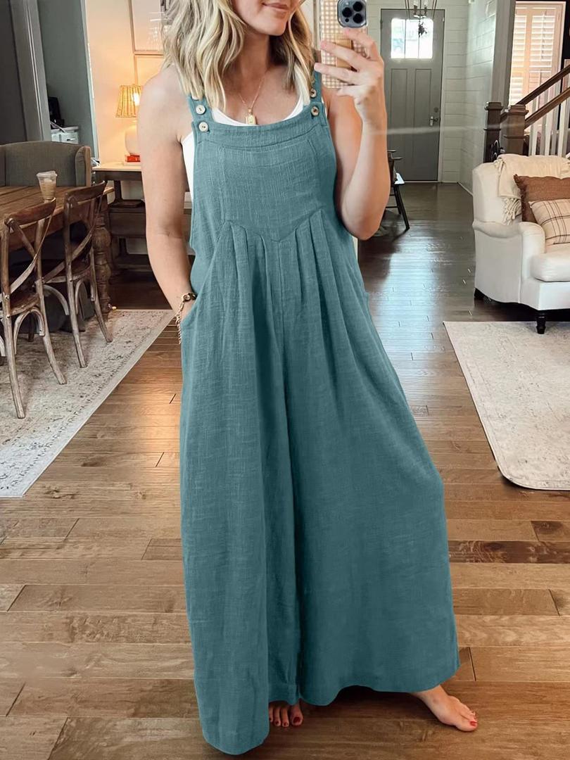Solmira | Wide-Leg Jumpsuit with Adjustable Strap Buttons