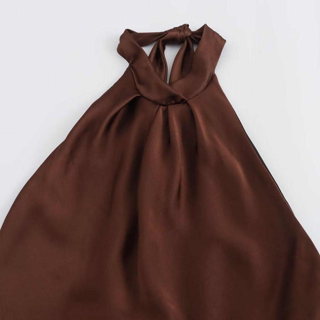 Scarlett | Velvet Halter Neck Midi Dress with Sleeveless