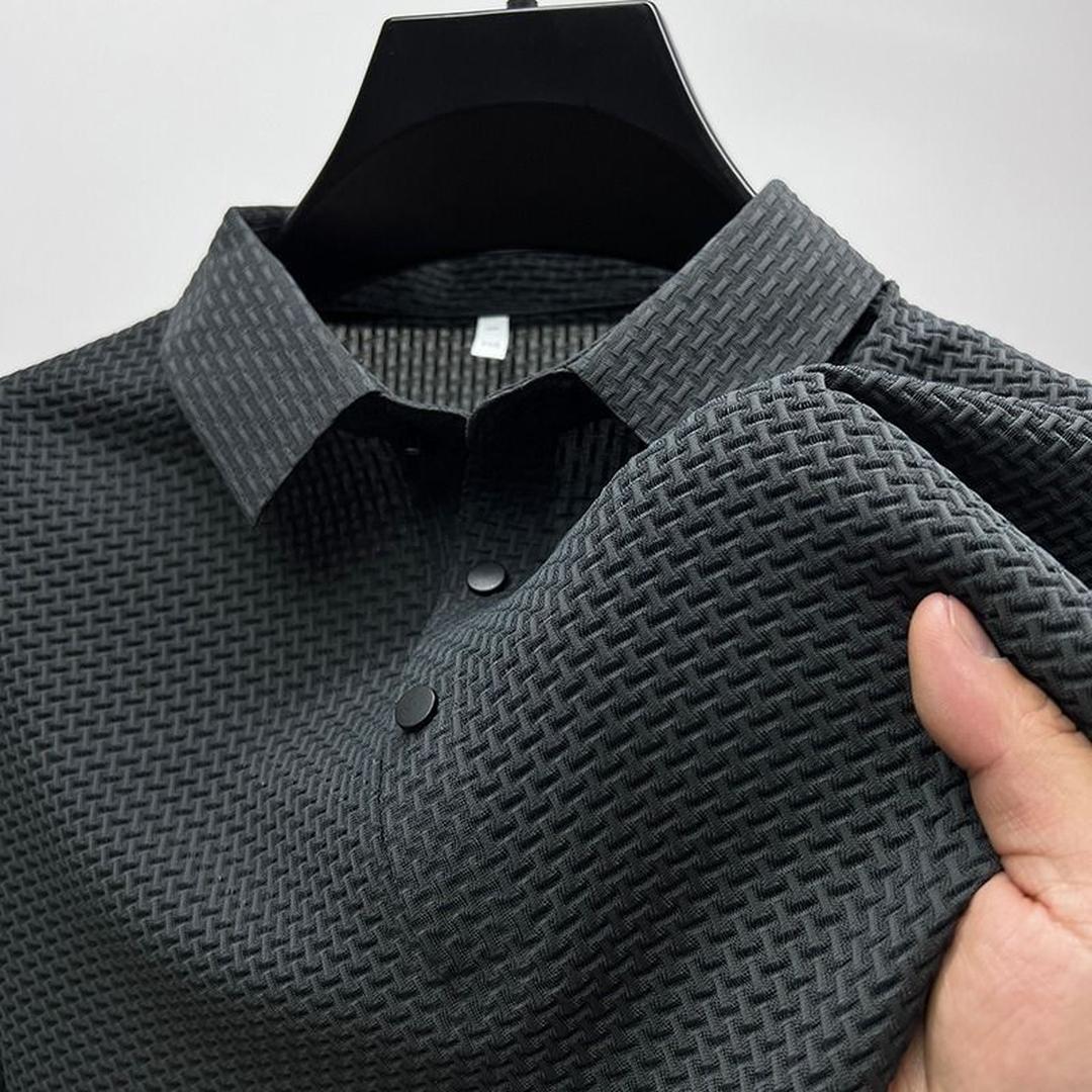 Leo | Men’s Short Sleeve Polo Shirt with Textured Pattern