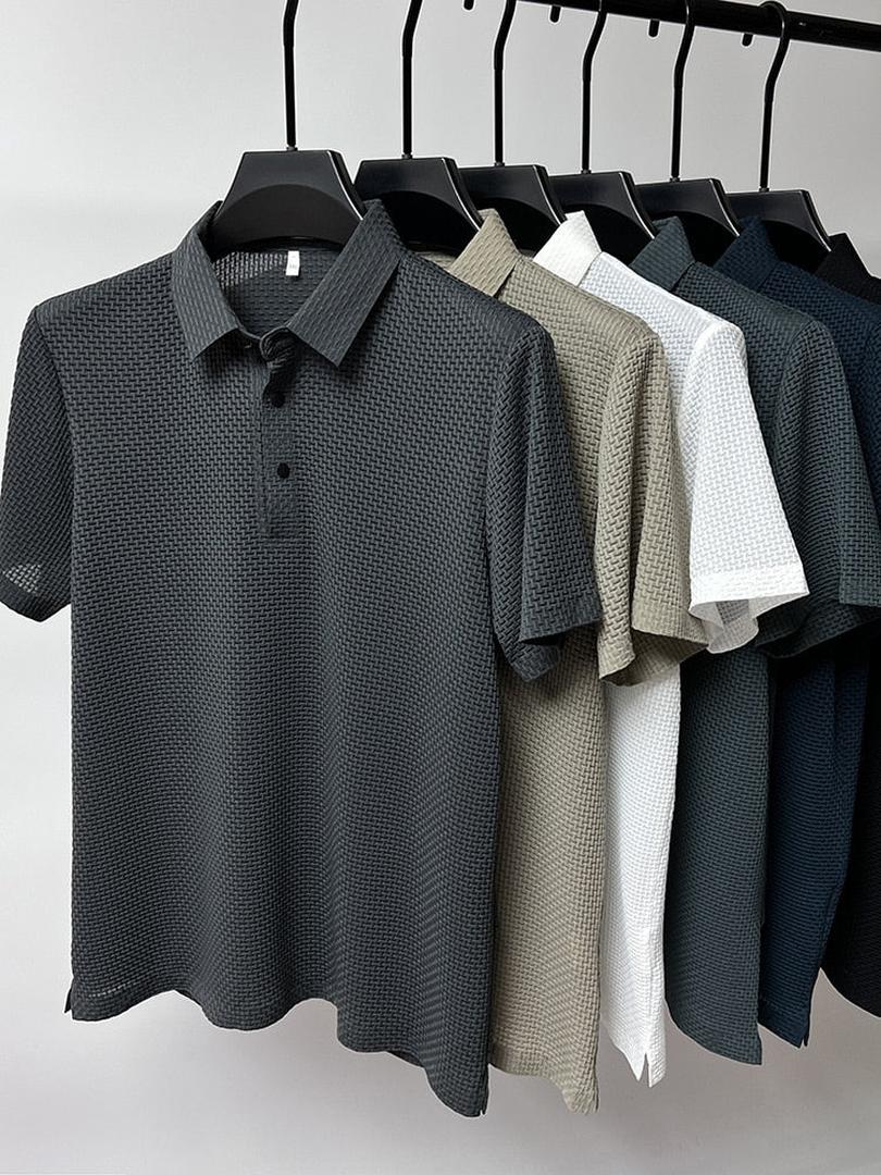 Leo | Men’s Short Sleeve Polo Shirt with Textured Pattern