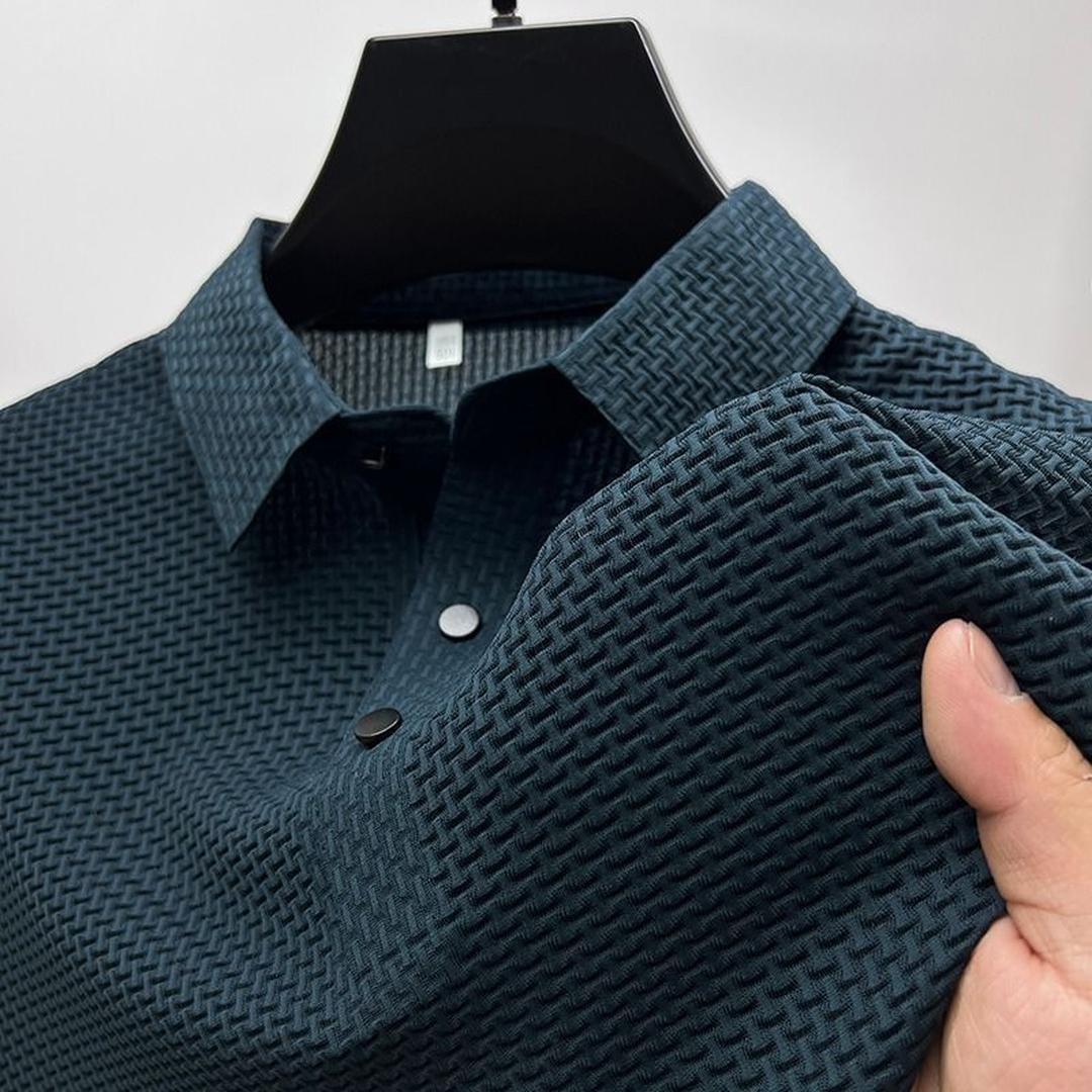 Leo | Men’s Short Sleeve Polo Shirt with Textured Pattern